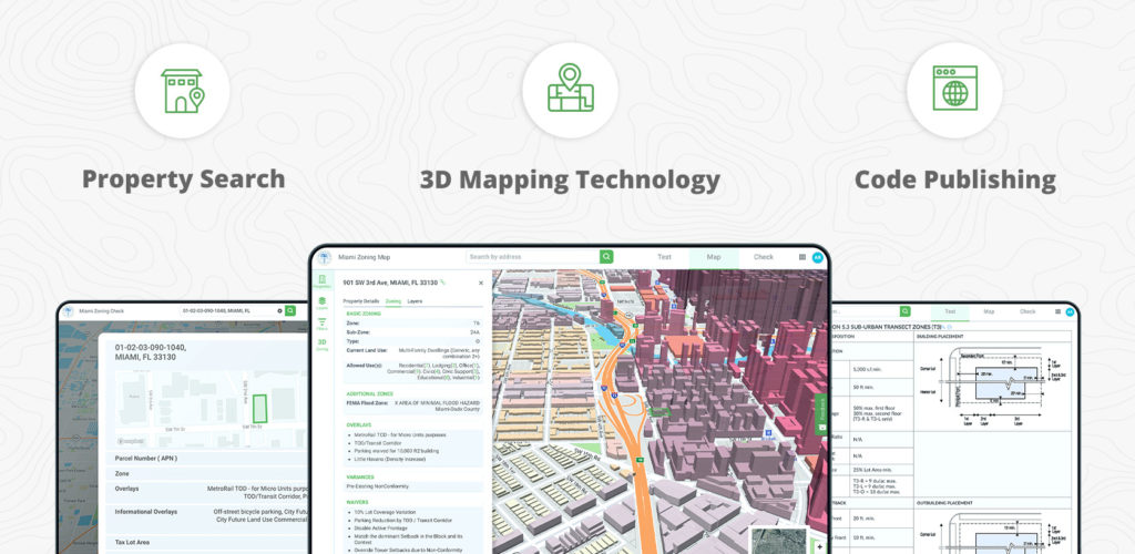 Gridics property search, 3D mapping, and code publishing