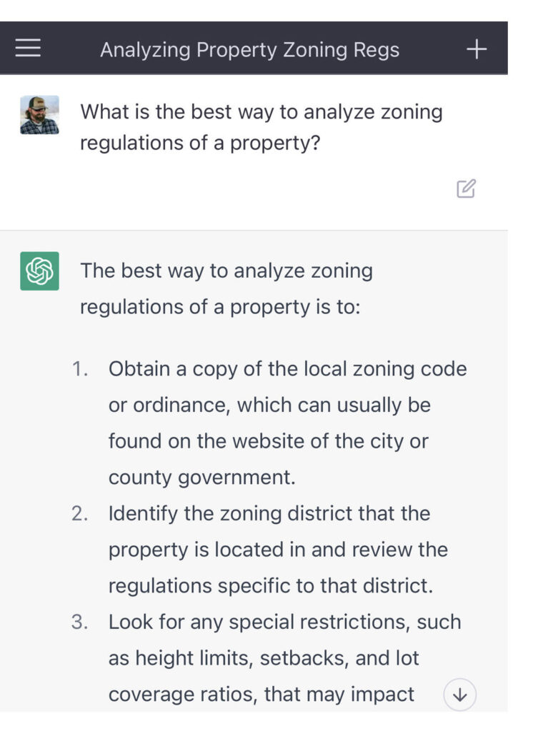 Gridics Zoning, Chat GPT question #2
